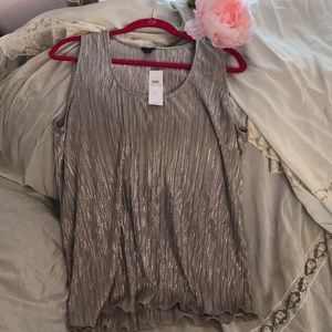Brand New Shimmering Silver Color Pleaded Top
